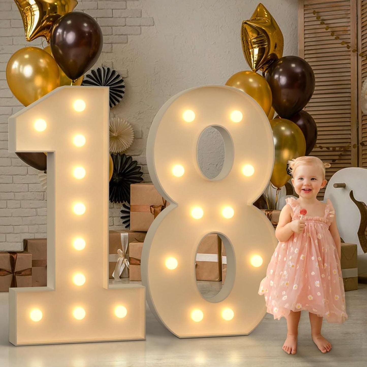 Marquee Numbers 18 Light Up 4FT Birthday Party Decorations