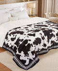 Heated Electric Blanket King Size Cow Print - Fast Warmth & Dual