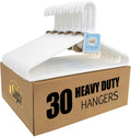 Quality White Plastic Hangers 30 Pack - Heavy Duty Closet Hangers