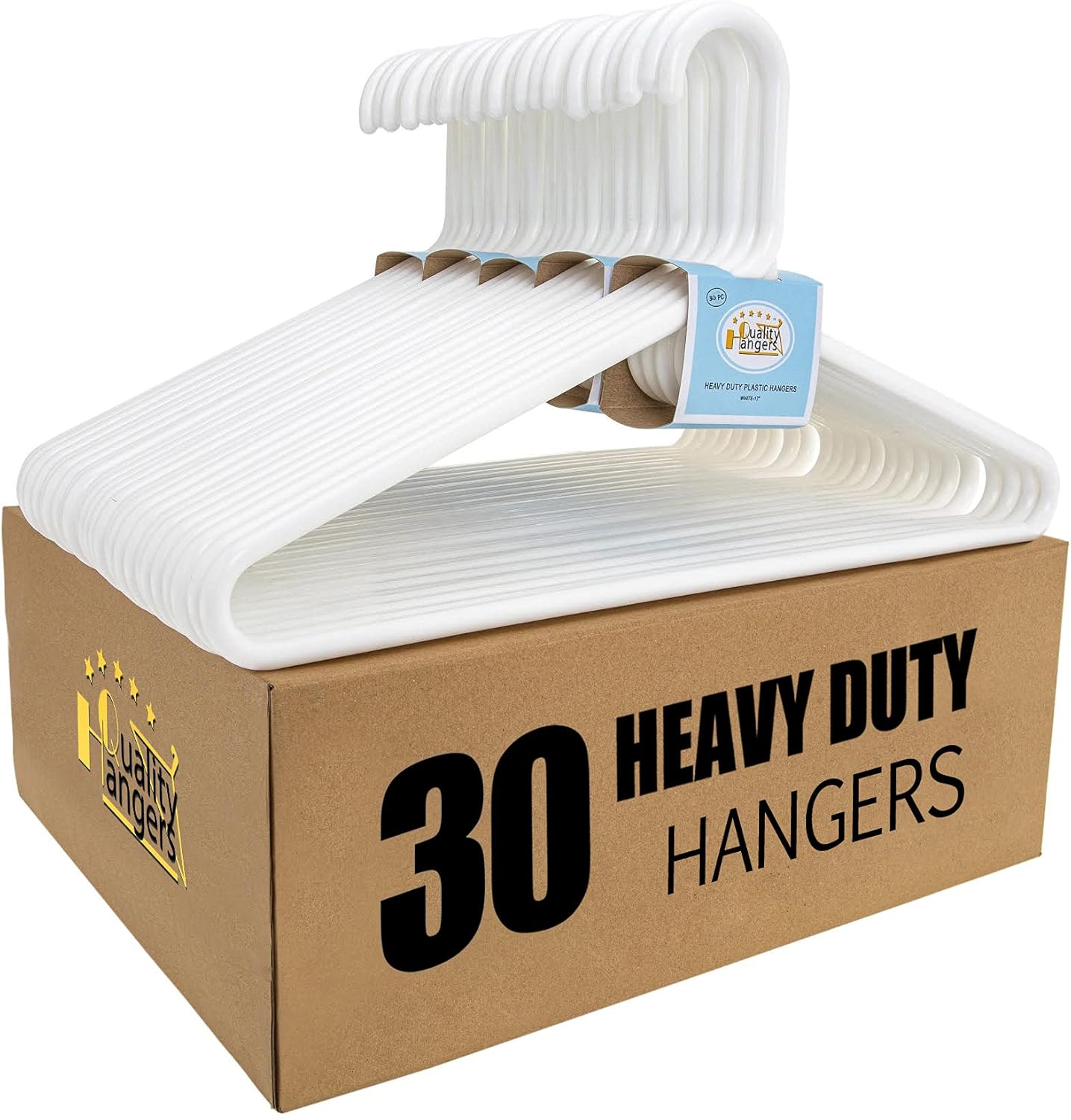Heavy Duty Plastic Hangers for Clothes - 30 Pack of Strength