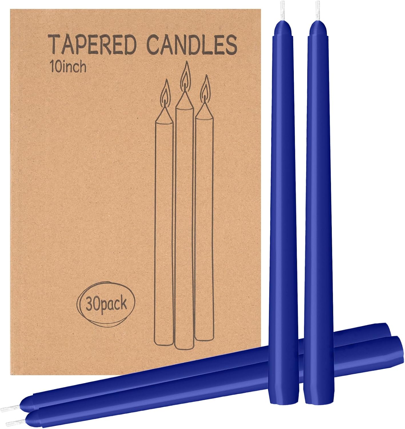 30 Pack Blue Taper Candles for Elegant Weddings and Decor