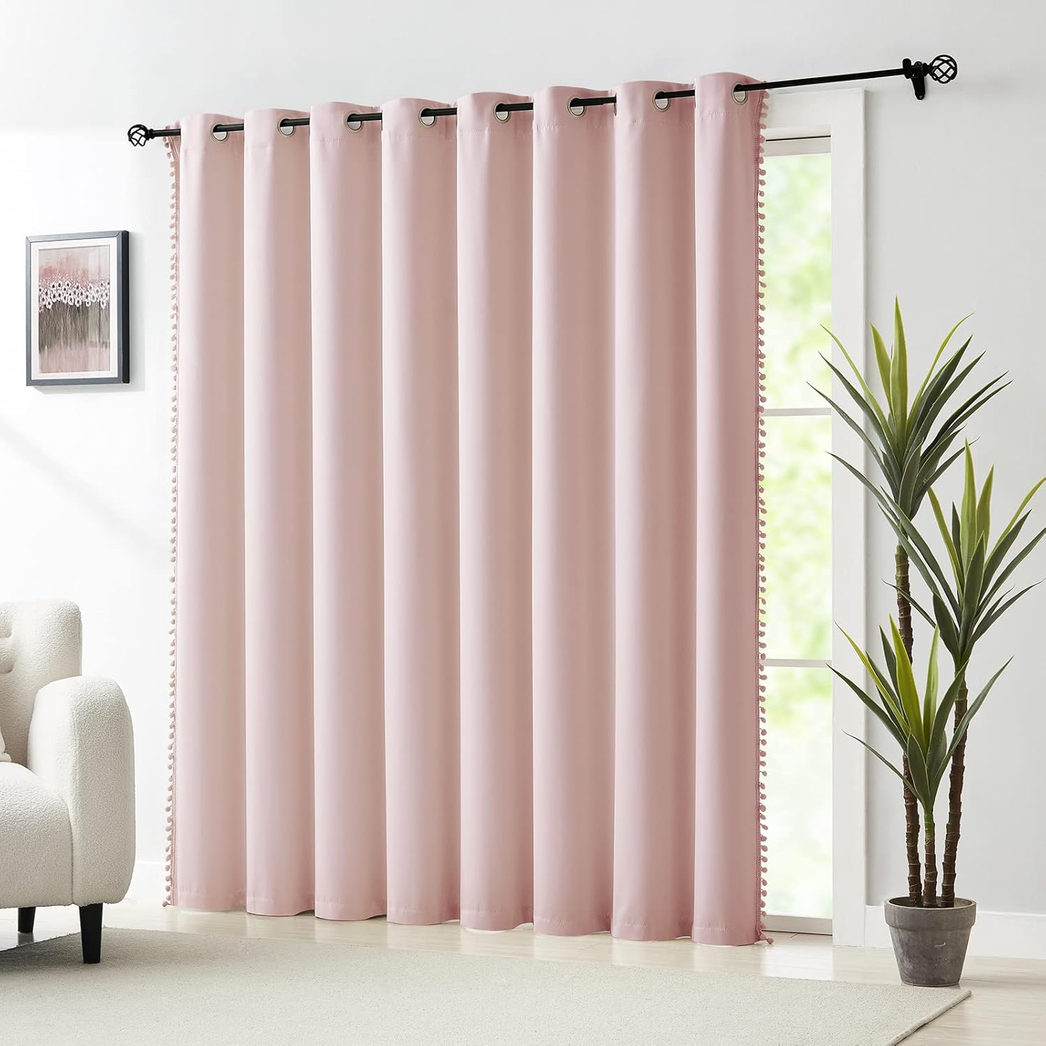 Pink Sliding Door Curtains 100x84in Blackout Thermal Insulated