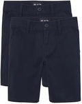 Girls Chino Shorts 2 Pack with Adjustable Waist Tabs for Fit