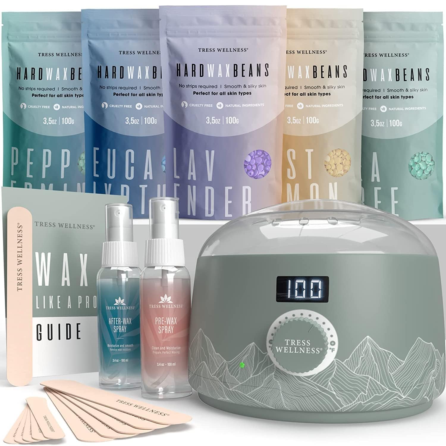 Tress Wellness Waxing Kit for Sensitive Skin - Easy At-Home Use