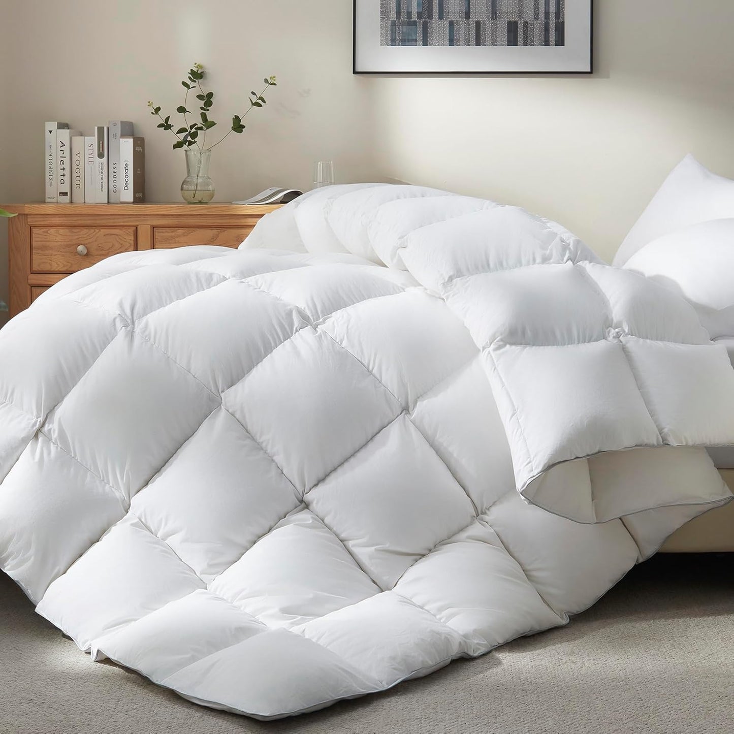 Goose Feather Down Fiber Comforter Full Size for All Seasons