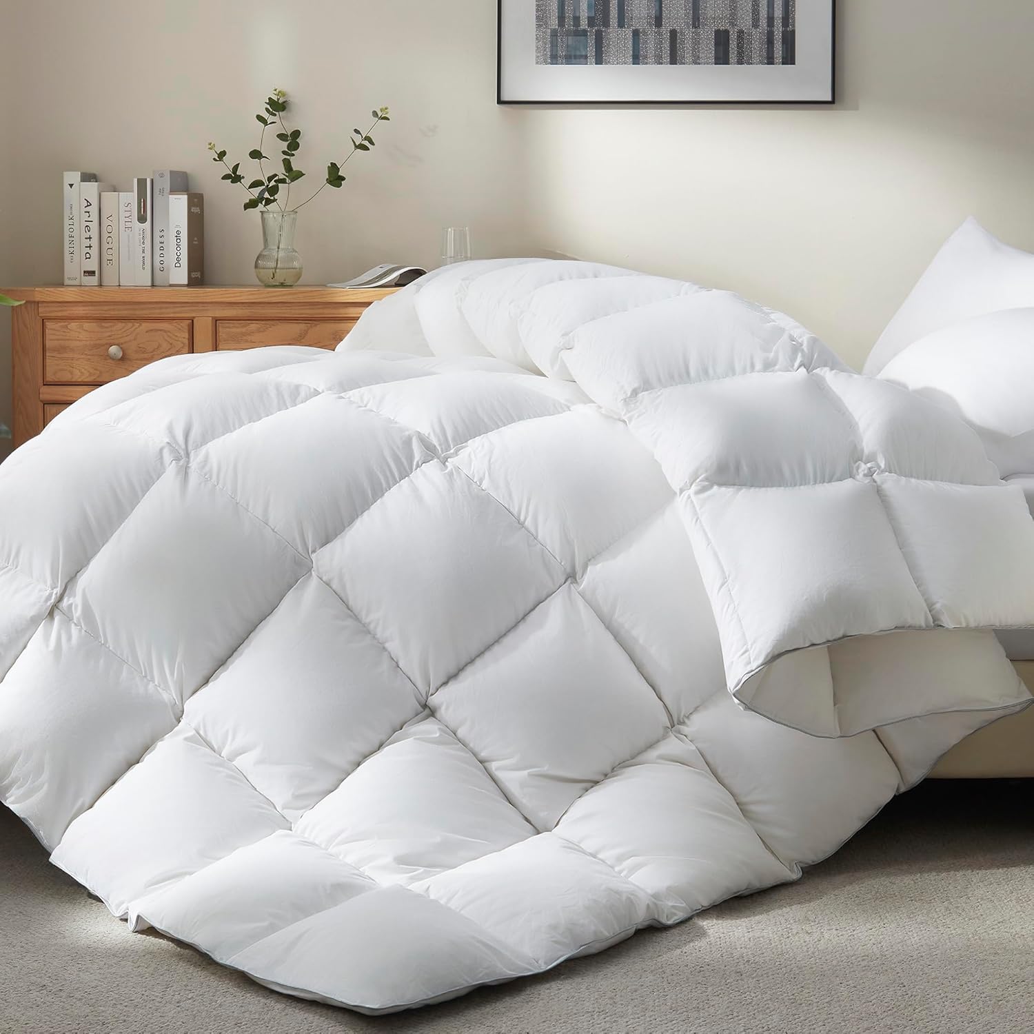 Goose Feather Down Fiber Comforter Full Size for All Seasons