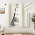 Pitalk Cream Blackout Curtains and Drapes 48 in Long - Total Light
