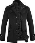 Men's Pea Coat Wool Blend Winter Jacket - Single Breasted Classic