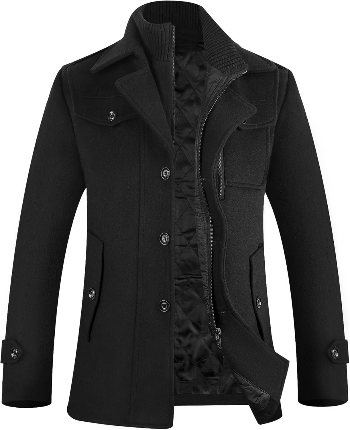 APTRO Men's Pea Coat Wool Jacket for Stylish Winter Wear