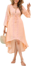 Vintage Floral Bell Sleeve Dress for Women by R.Vivimos