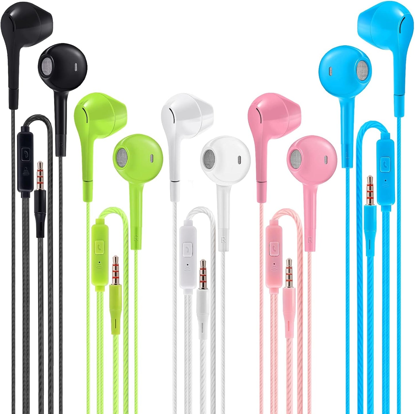 5-Pack Jogteg Wired Earbuds: Powerful Bass, Noise Isolating