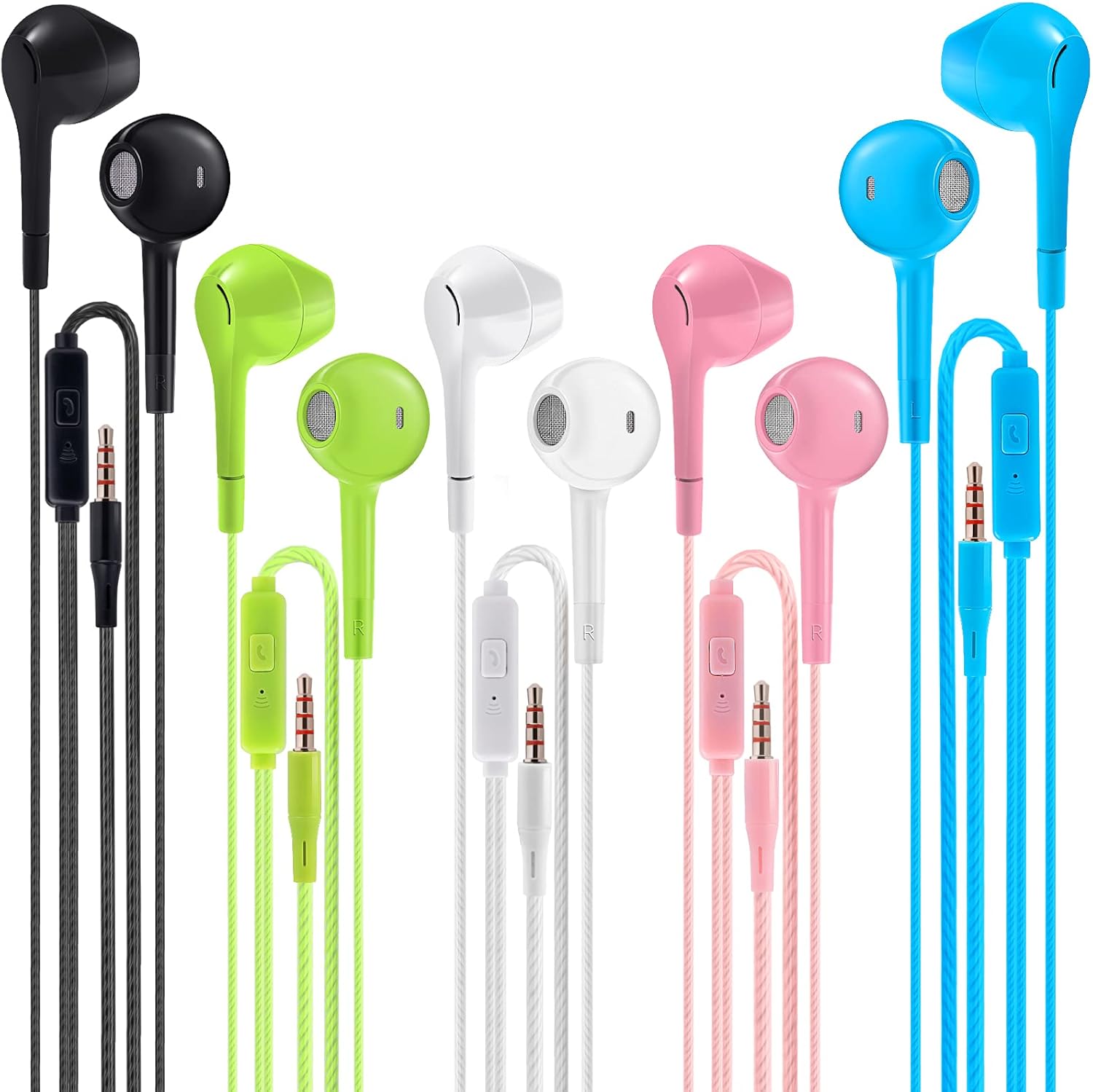 5-Pack Jogteg Wired Earbuds: Powerful Bass, Noise Isolating