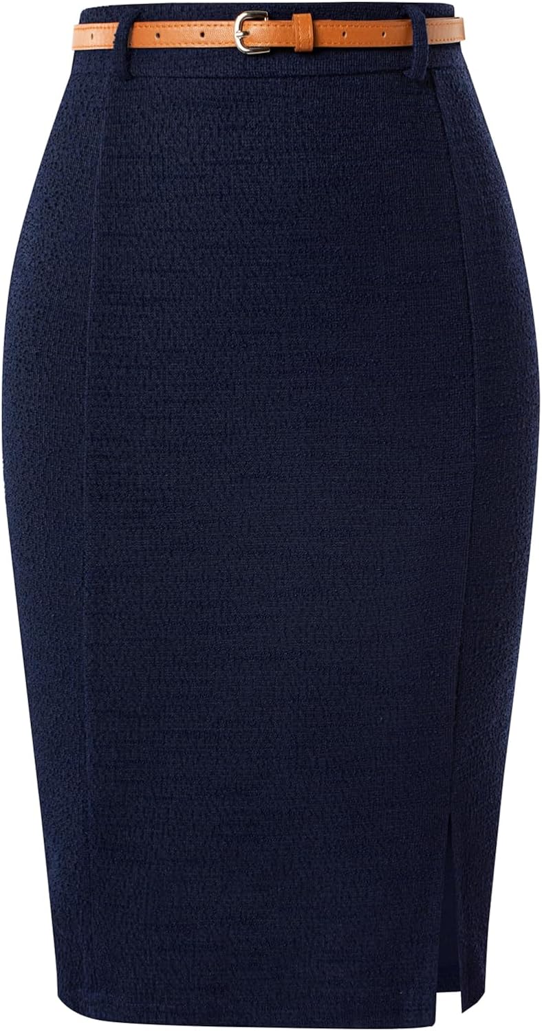 Tweed Pencil Skirt for Women - Elegant High Waisted Design