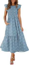 Comfortable Women's Casual Maxi Dress with Ruffles by OFEEFAN