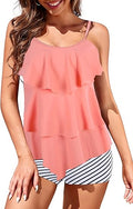 Womens Tankini Swimsuits with Boy Shorts - Tummy Control Flounce