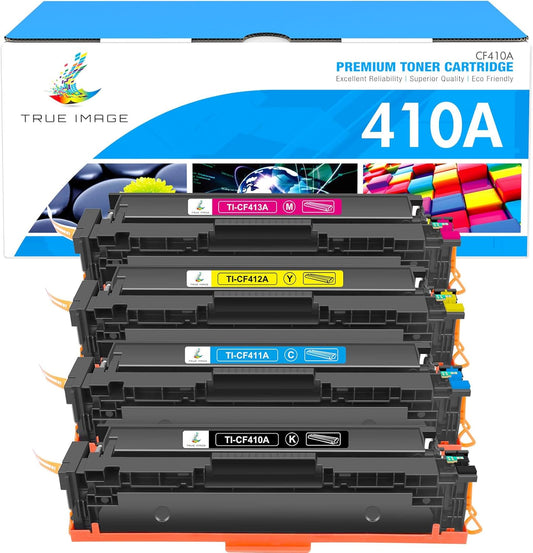 Vibrant Color Printing: TRUE IMAGE Compatible 410A Toner Pack