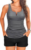 Tankini Two Piece with Shorts - Tummy Control Swim Set brief