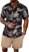 GORGLITTER Men's Vacation Beach Outfits 2 Piece Shorts Set - Casual