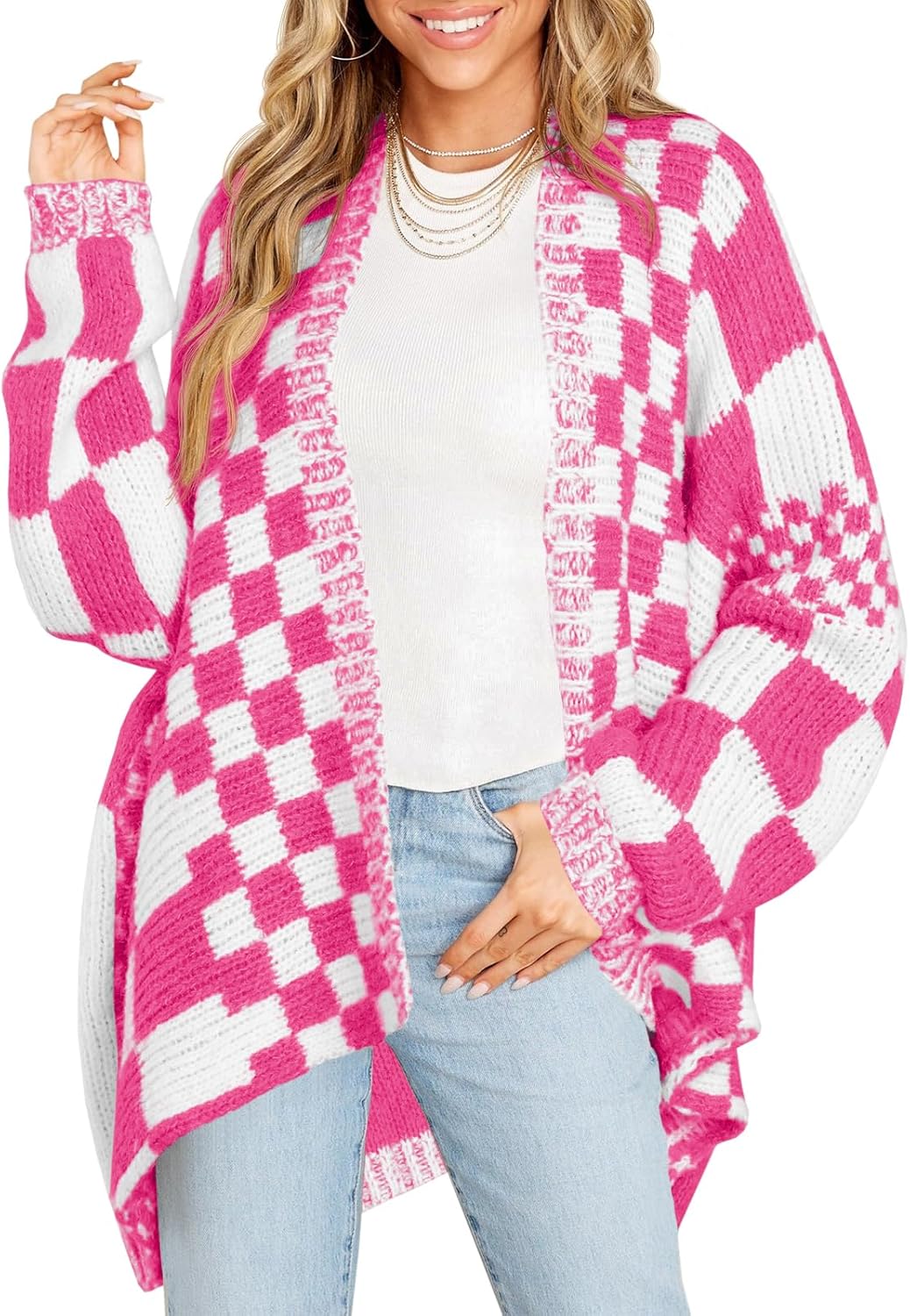 Stylish Oversized Checkered Sweater Cardigans for Women