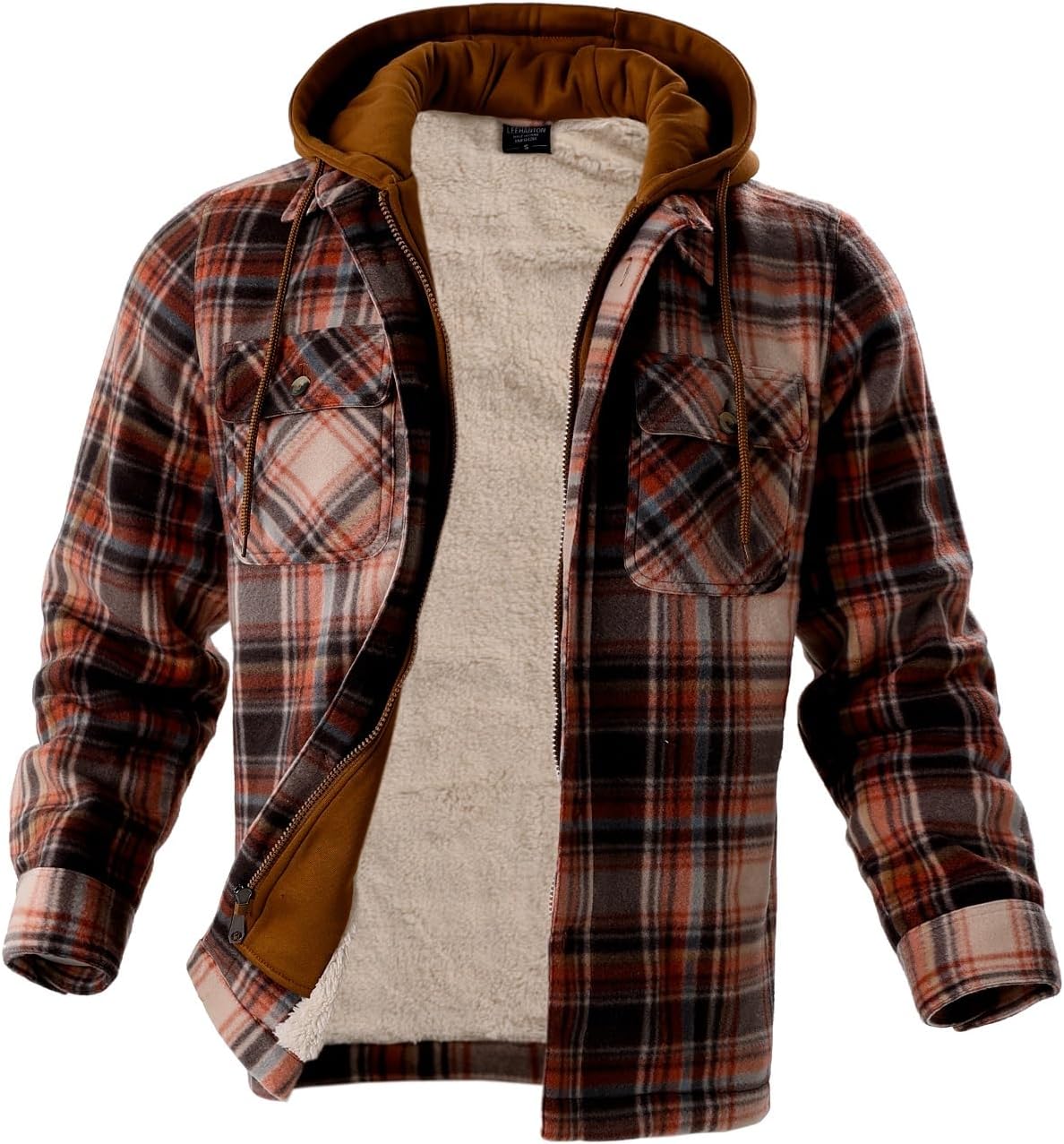 Winter Heavy Warm Sherpa Lined Fleece Plaid Flannel Jacket