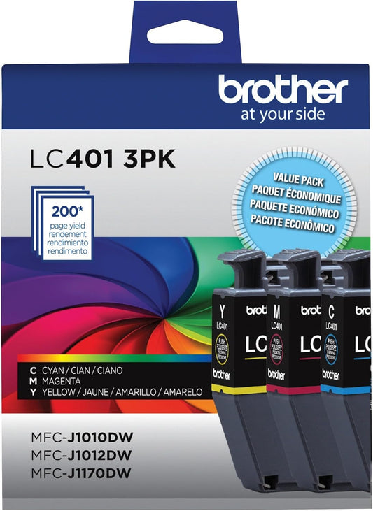 Vibrant Colors Trio: Brother LC401 Ink Cartridges 3-Pack