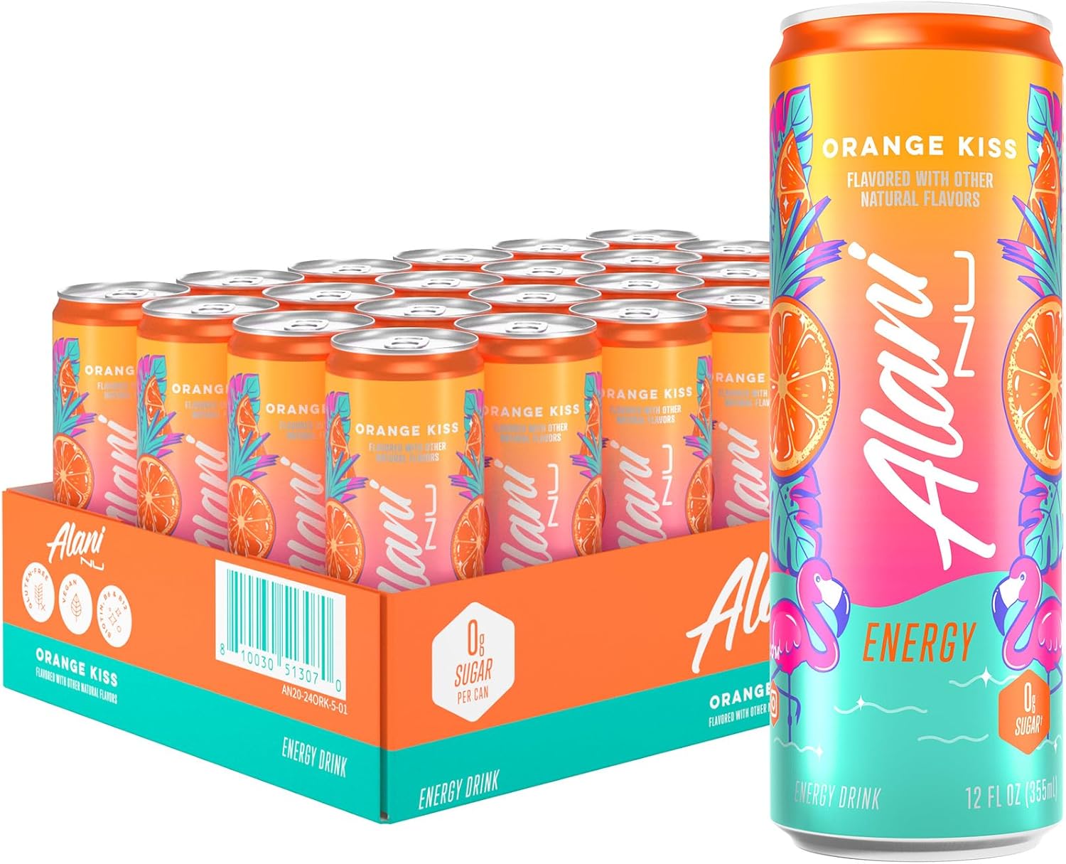 Alani Nu ORANGE KISS Energy Drink: Sugar Free & Low Calorie