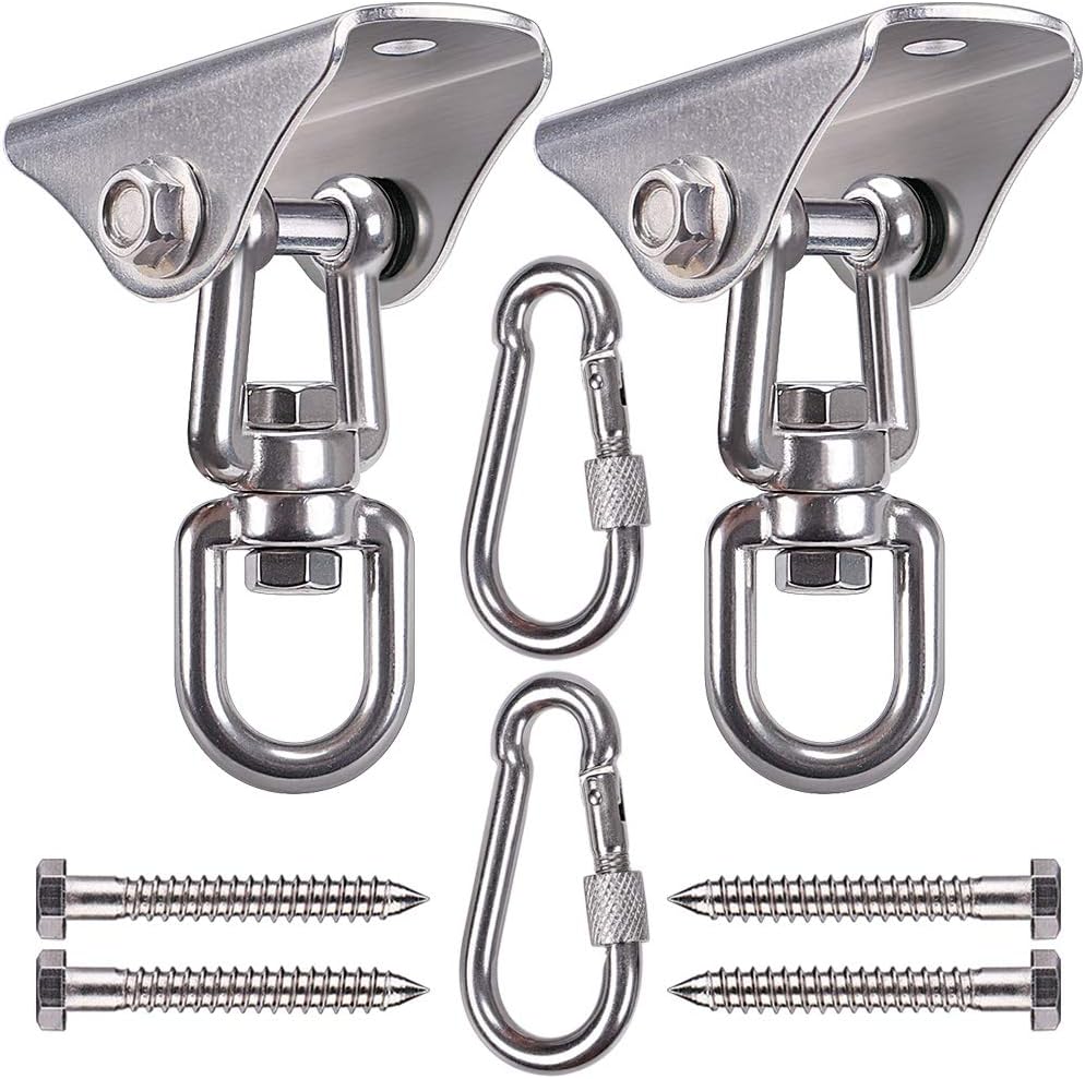 SELEWARE Stainless Steel Swing Hooks - 1000 LB Capacity 2 Pack