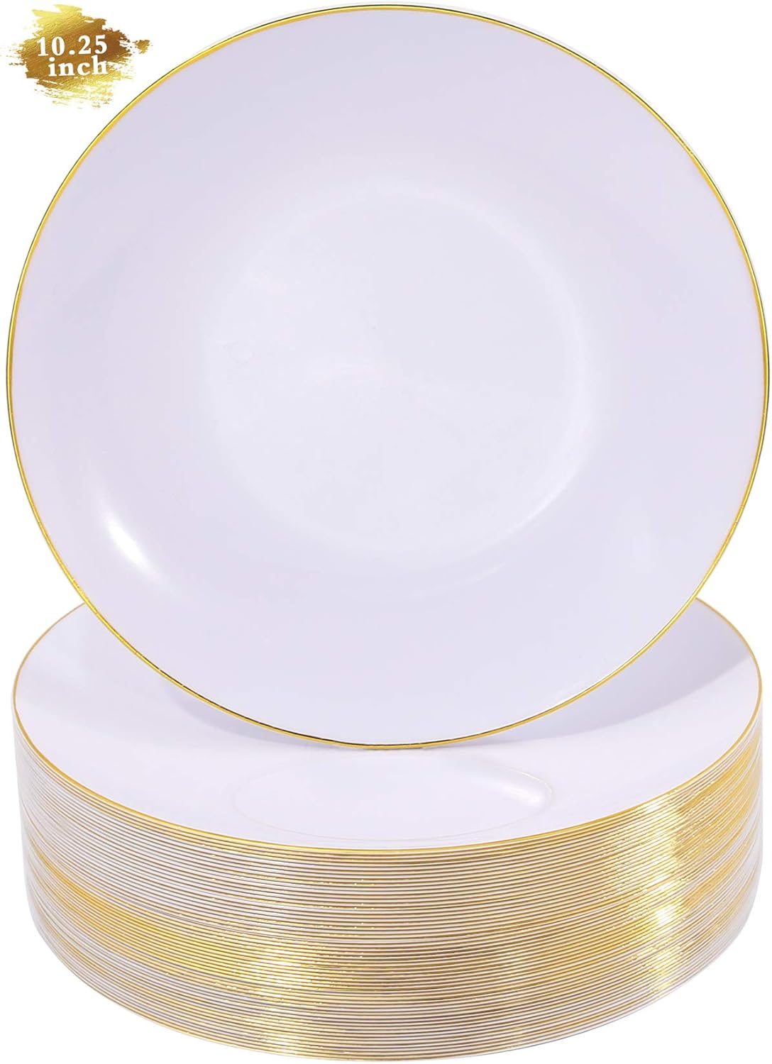 Elegant Gold Plastic Plates for Weddings and Parties - 100 Count