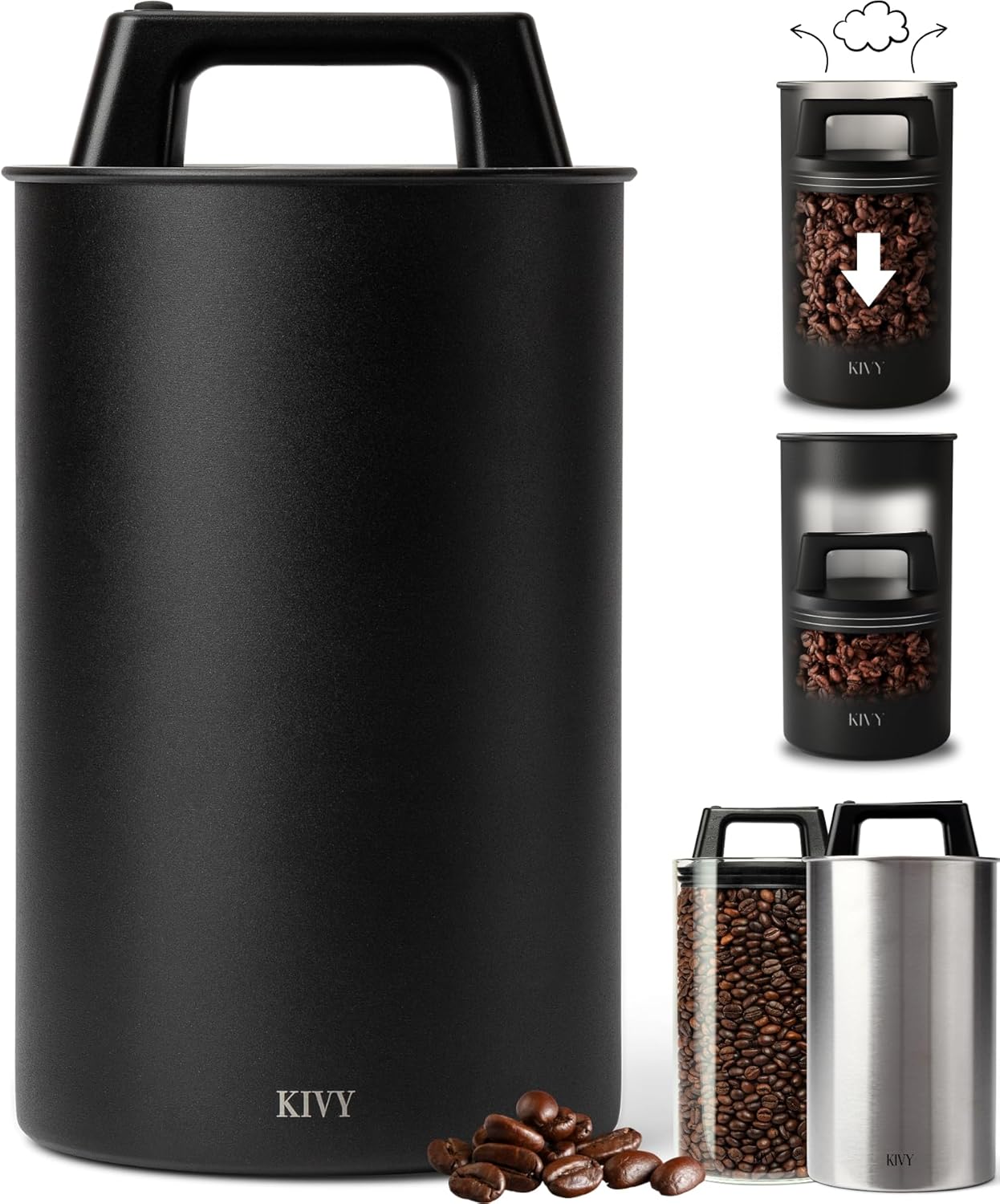 KIVY Vacuum Coffee Canister Preserves Aroma & Freshness