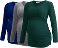 Smallshow Women's V-Neck Maternity Shirt Long Sleeve - Ruched Comfort