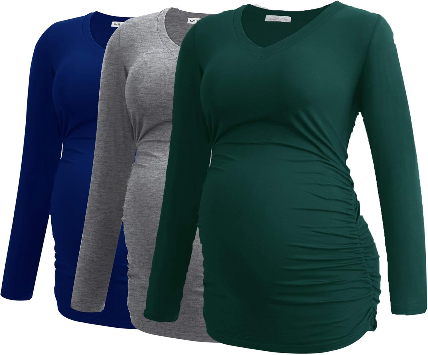 V-Neck Maternity Shirt for Women - Long Sleeve Ruched Top