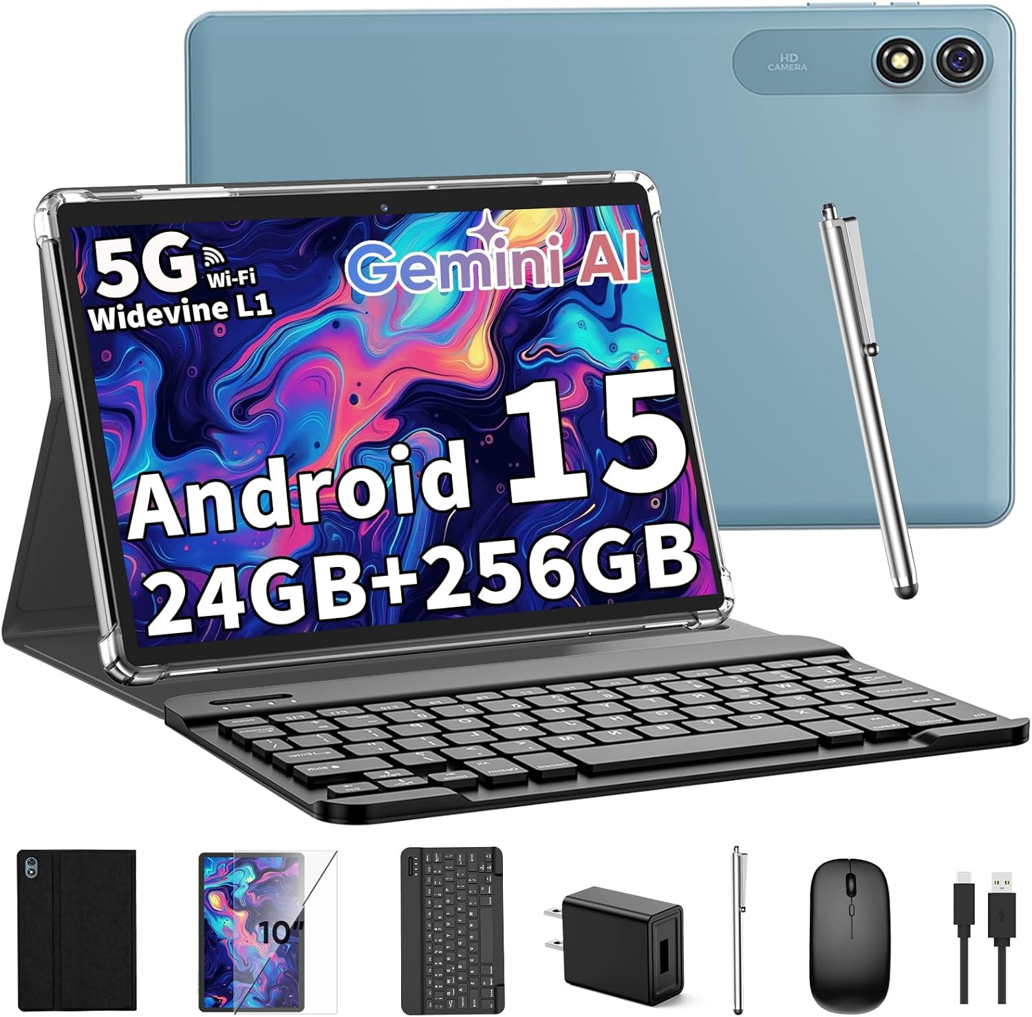 2025 Tablet 10 inch Android 15 with Keyboard and Accessories