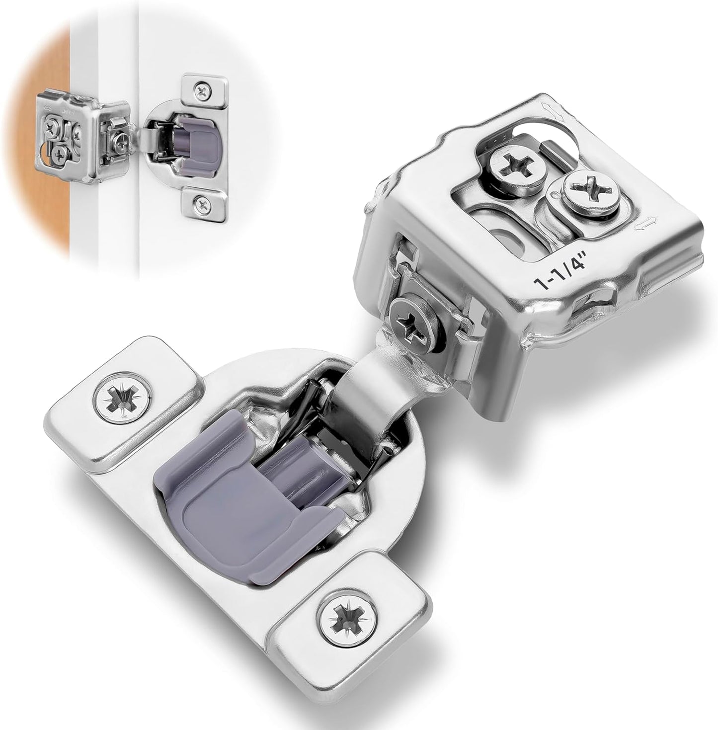 Soft Close Cabinet Hinges 1-1/4 Inch Overlay for Kitchen Doors
