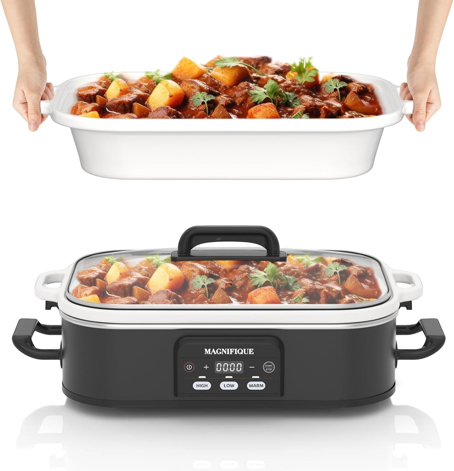 4 Quart Casserole Programmable Slow Cooker for Family Dinners