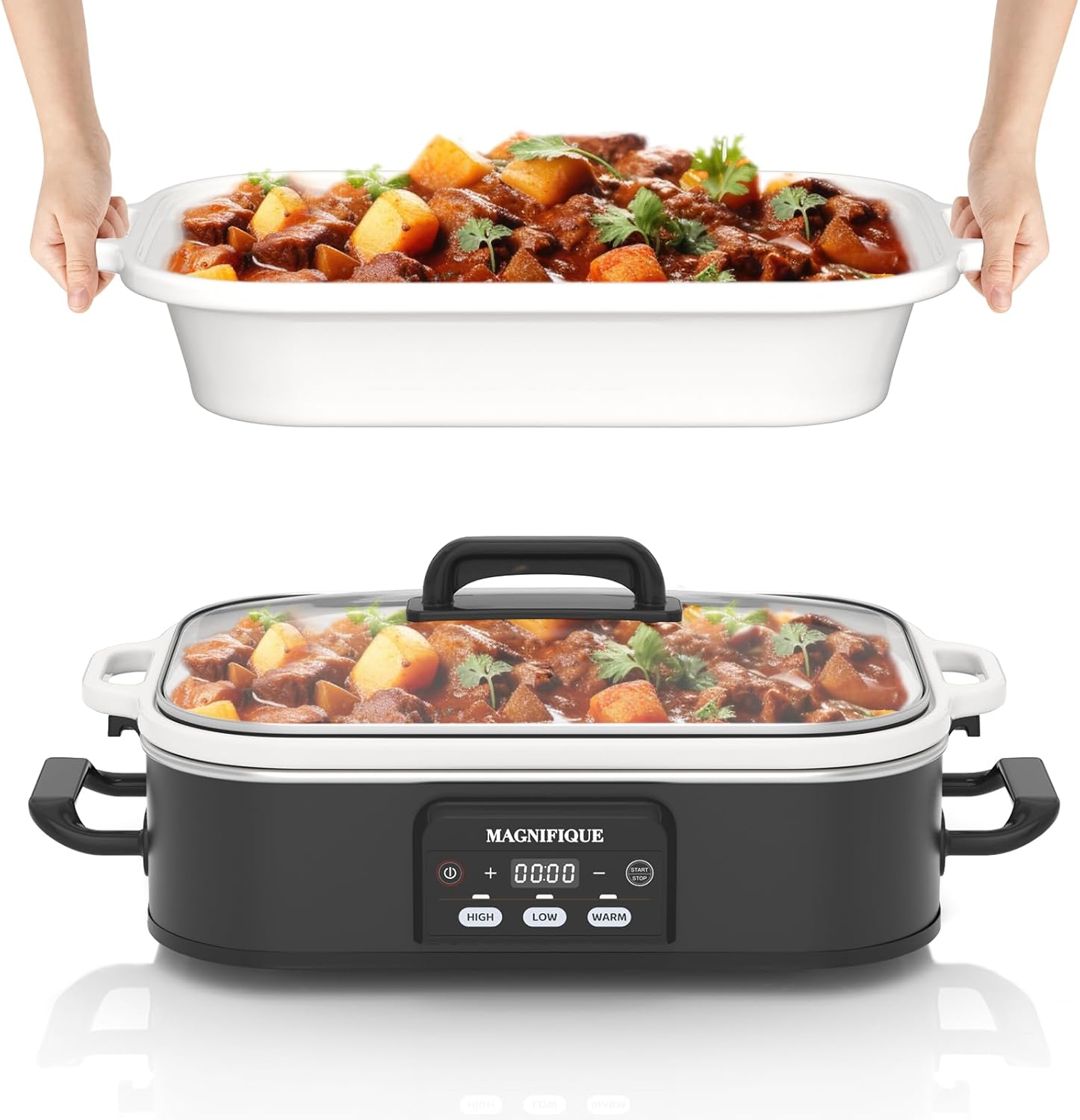 4 Quart Casserole Programmable Slow Cooker for Family Dinners