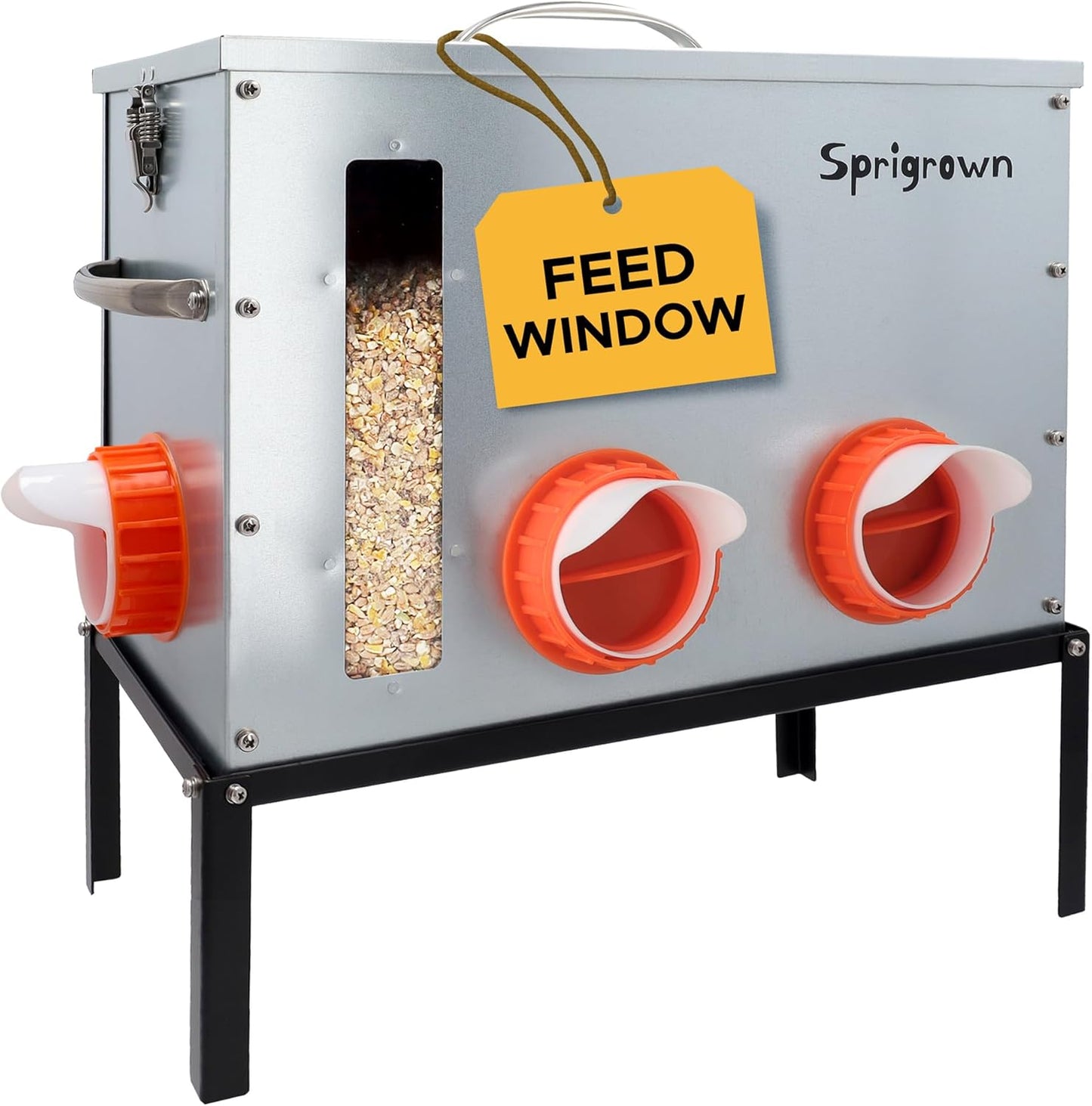 Metal Chicken Feeder 40lb - No Waste Automatic Poultry Feeder