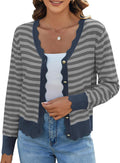 Women's Lightweight Cardigan V-Neck Button Print Sweaters - Casual