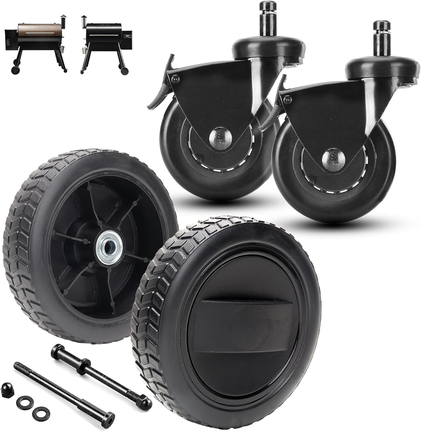KIT0138 Grill Wheels & HDW302 Caster Replacement for Traeger