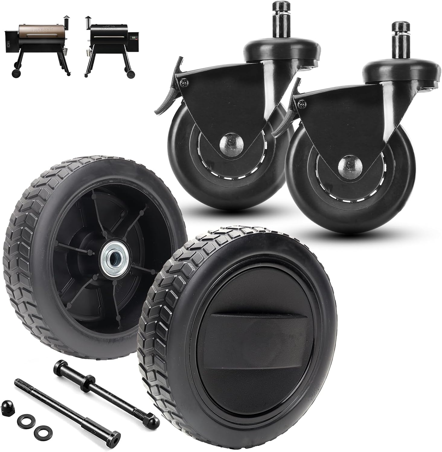 KIT0138 Grill Wheels & HDW302 Caster Replacement for Traeger
