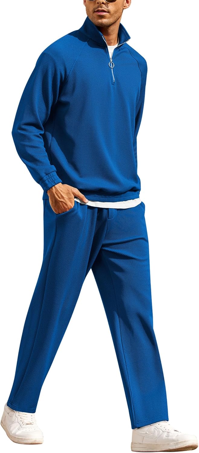 COOFANDY Men's Tracksuit 2 Piece Relaxed Fit Half-zip Sweatsuits