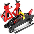 Low Profile Hydraulic Trolley Floor Jack Combo - Compact 2 Ton Lift