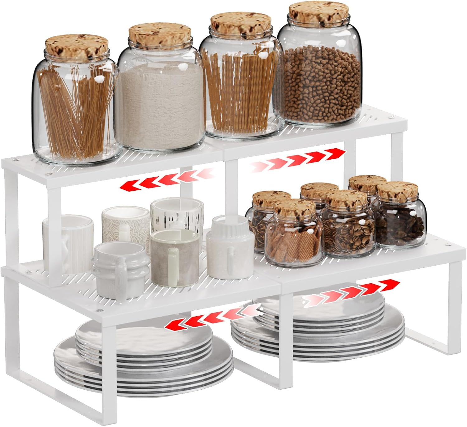 Stackable Kitchen Cabinet Shelf Organizer for Efficient Storage