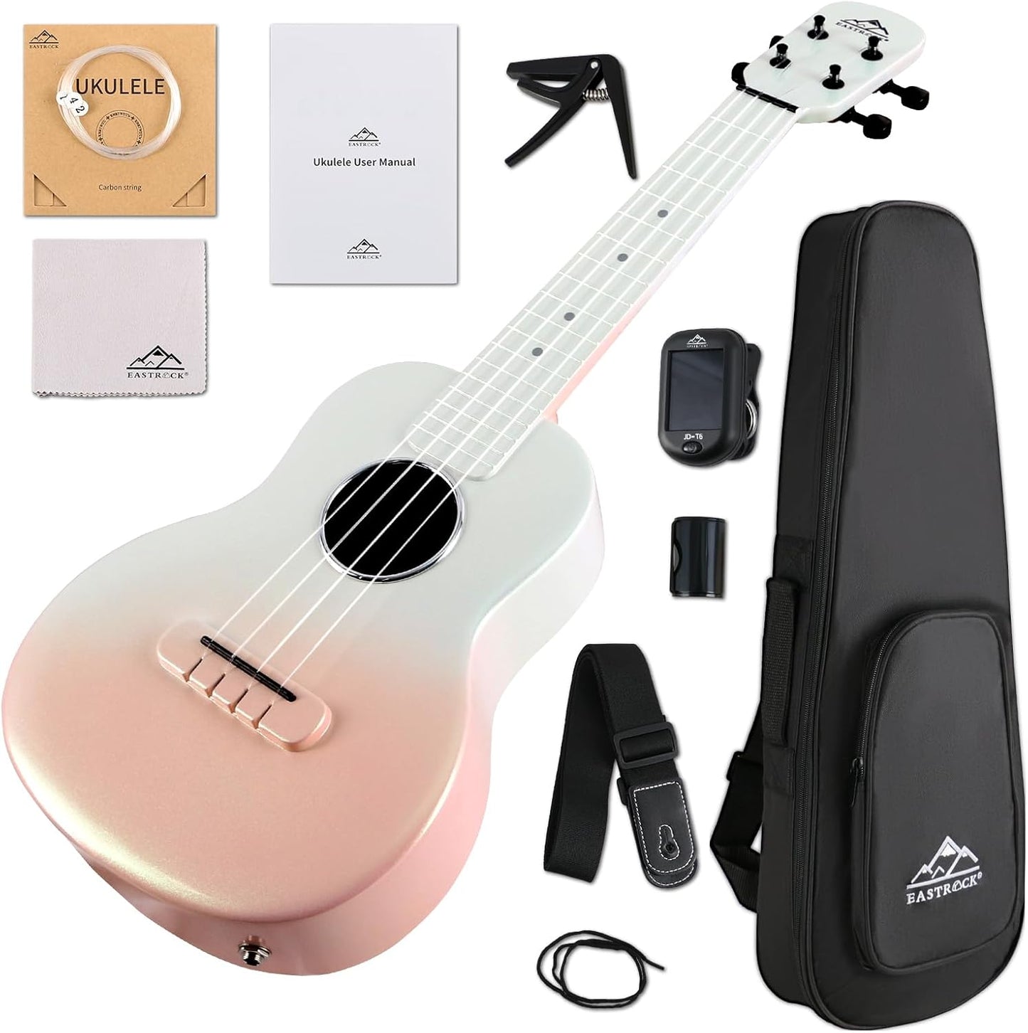 EASTROCK Electric Concert Ukulele - Carbon Fiber for All Ages