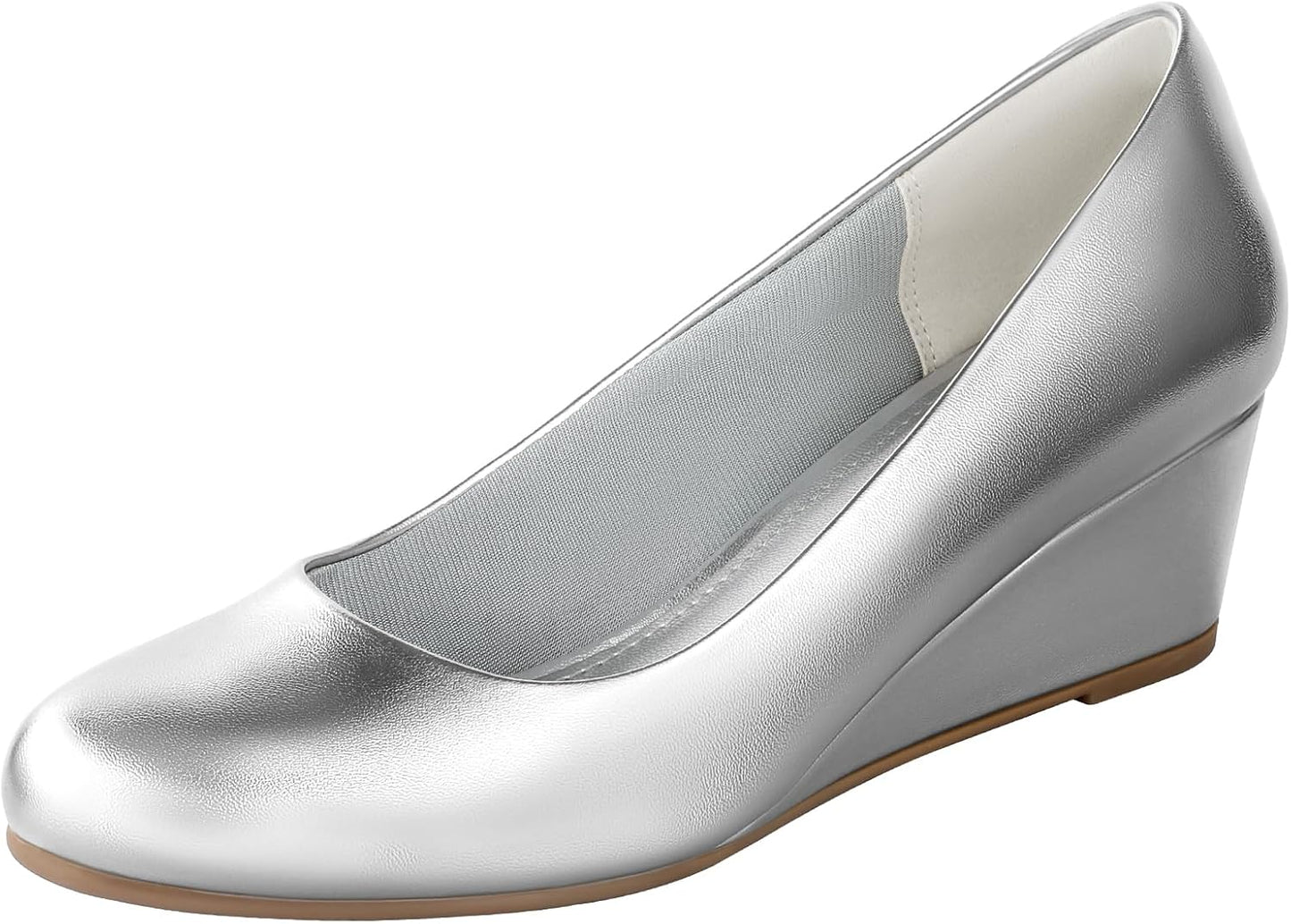 Ankis Black Nude Silver Gold Wedges for Women - 2Inch Low Heel