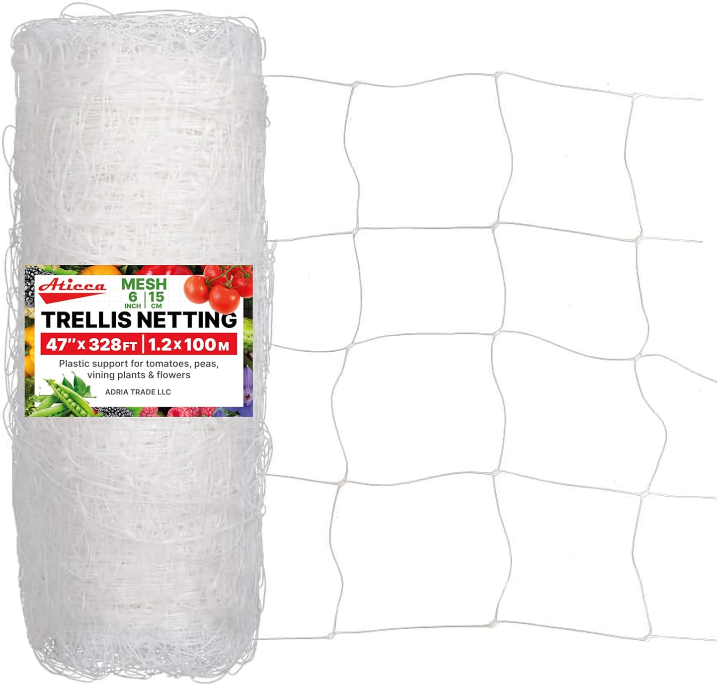Plastic Trellis Netting 47in x 328ft for Climbing Plants Support