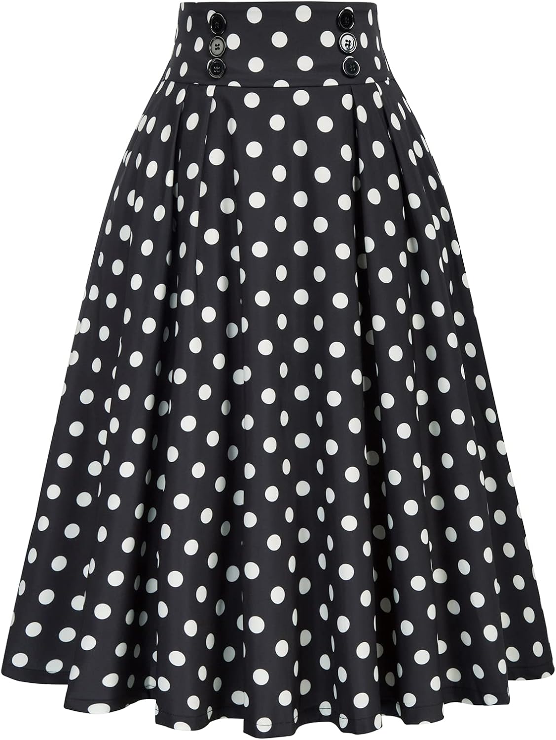 Belle Poque Women's Vintage High Waist Pleated Midi Skirt