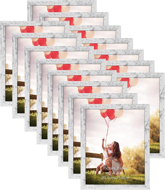 HORLIMER 8x10 Picture Frame Set of 15 for Rustic Decor