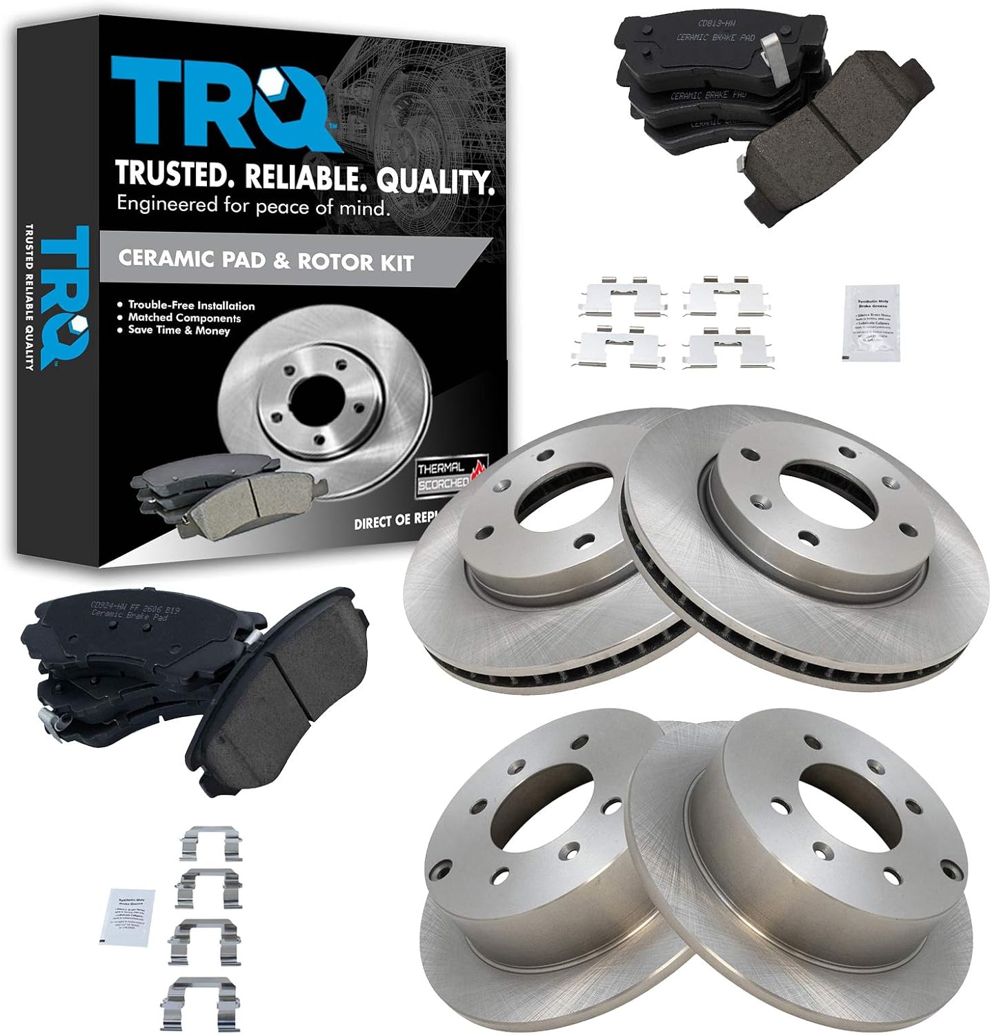 TRQ Front and Rear Brake Pad & Rotor Kit for Hyundai Sonata