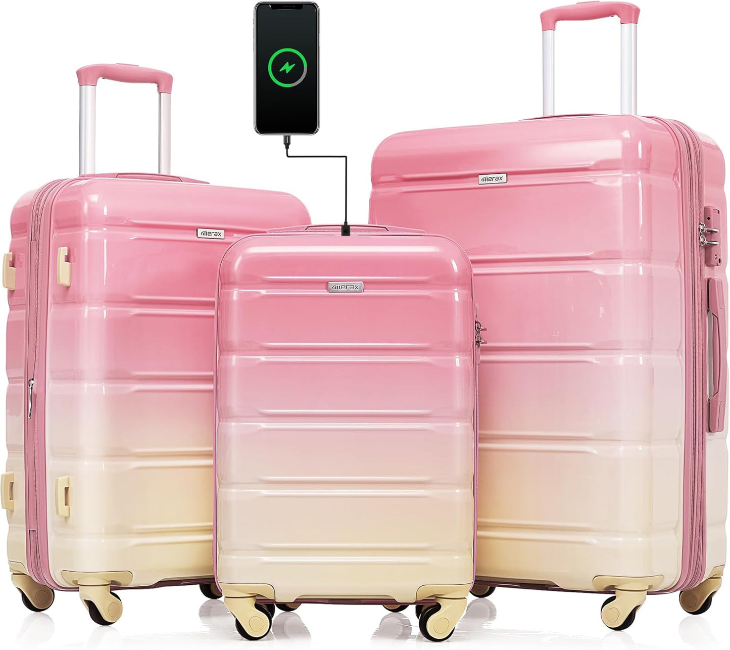 Merax 3 Luggage Set with USB Port and TSA Lock for Travelers