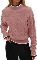 ZESICA Women's Chunky Cable Knit Mock Neck Sweater - Cozy Fall Staple